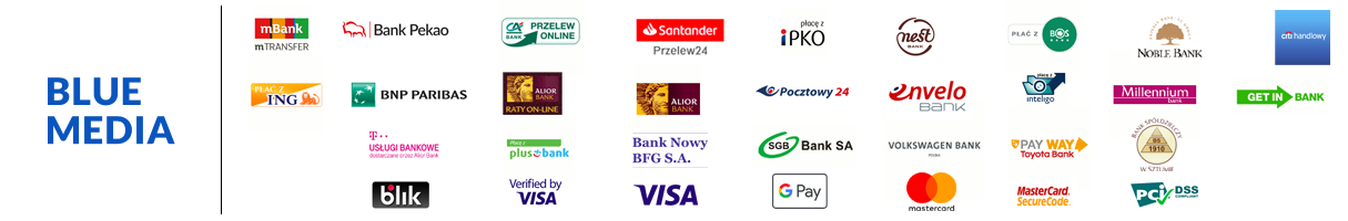 Metody płatności: Visa, MasterCard, BLIK, szybkie płatności online